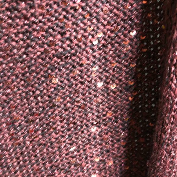 WHBM maroon wine sequin embellished long open front duster cardigan size Large - Picture 14 of 15